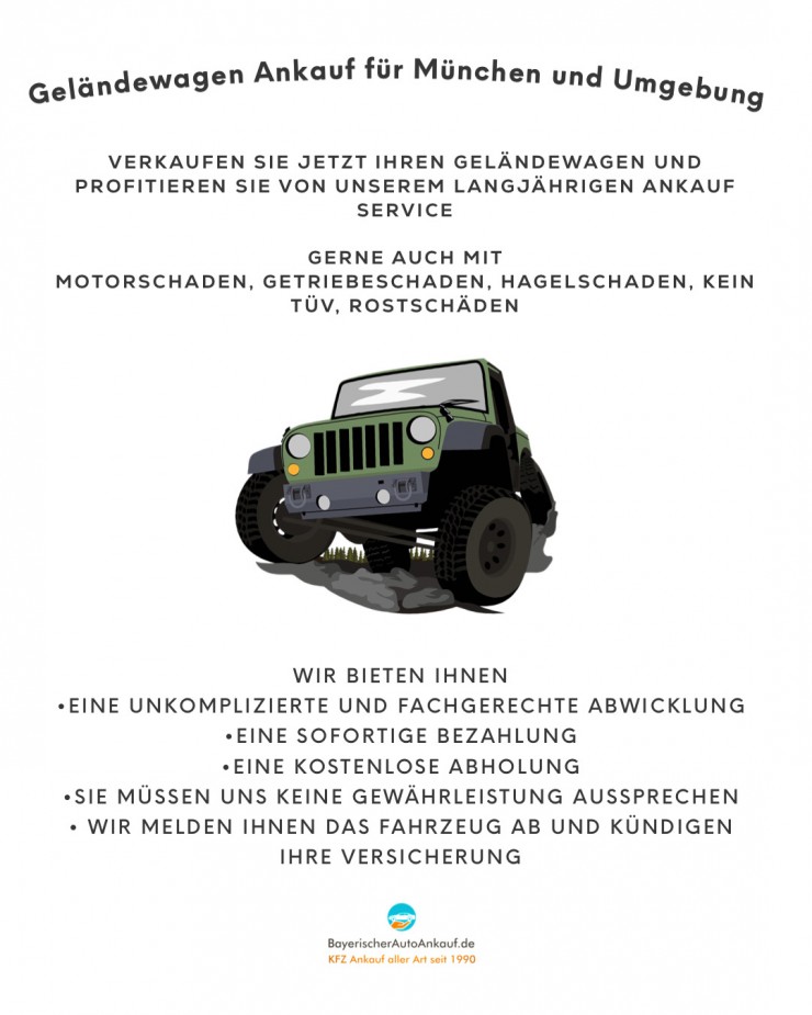 Schnell, einfach, sicher: in und um München Geländewagen verkaufen